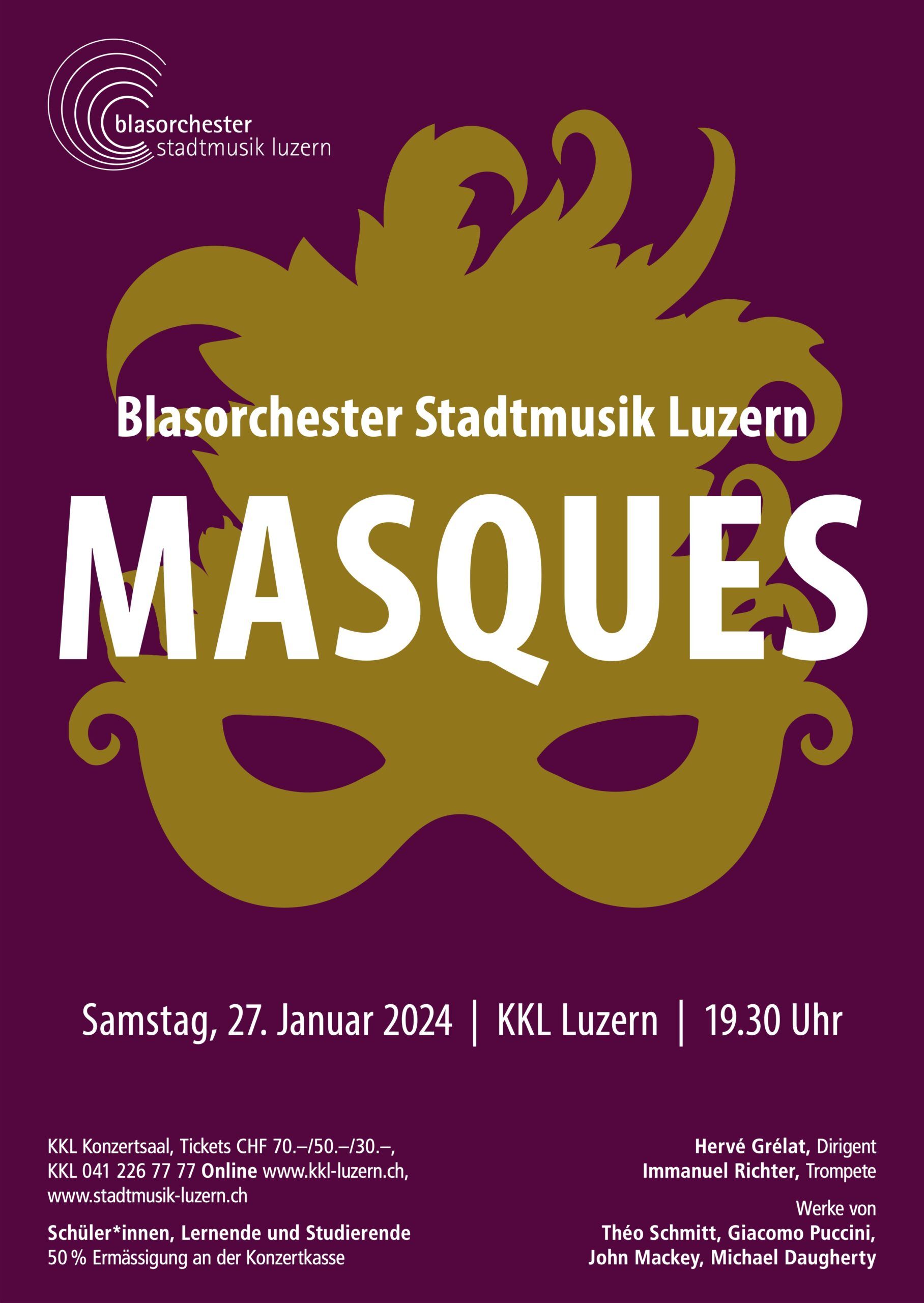 Masques Poster Blasorchester Stadtmusik Luzern